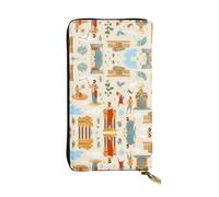 LLKGOT Egyptian architecture Pattern Women's leather long handheld wallet large capacity credit card zipper bag