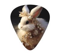 LLKGOT Elegant Bunny Picture Guitar plectrum 12 pieces with three thickness plectrum combinations suitable for bass and ukulele