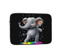 LLKGOT Elephant Dancing in The Rainbow rain Printing Shockproof Portable Laptop Sleeve Bag 10 inch for Men Women Business Travel, Office Daily Use