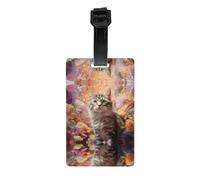 LLKGOT Energetic cat Picture Luggage Tags and Travel Bag Tags are Suitable for Both Men and Women to Prevent Luggage