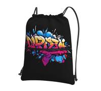 LLKGOT Exploding letters Printing Drawstring Zipper Backpack Strong and lightweight for Hiking Camping