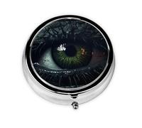 LLKGOT Eyes in The Dark Picture Round Mini Pill Box with 3 compartments for Pill Storage and Portable Travel