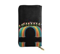 LLKGOT Fairies dancing on the rainbow Pattern Women's leather long handheld wallet large capacity credit card zipper bag