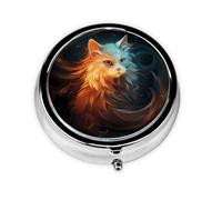 LLKGOT Fantastic Cat Picture Round Mini Pill Box with 3 compartments for Pill Storage and Portable Travel