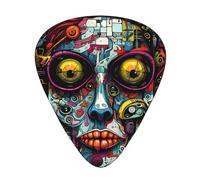 LLKGOT Fantasy Mechanical Face Picture Guitar plectrum 12 pieces with three thickness plectrum combinations suitable for bass and ukulele