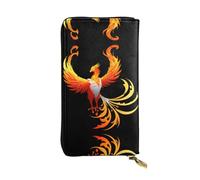 LLKGOT Fire Phoenix Pattern Women's leather long handheld wallet large capacity credit card zipper bag