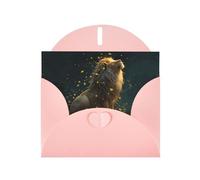 LLKGOT Firefly Lion Picture Greeting Card - Premium Pearlescent Paper Double Sided Pearl Effect Design