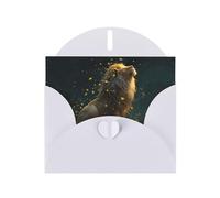 LLKGOT Firefly Lion Picture Greeting Card - Premium Pearlescent Paper Double Sided Pearl Effect Design