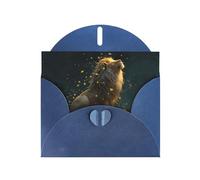 LLKGOT Firefly Lion Picture Greeting Card - Premium Pearlescent Paper Double Sided Pearl Effect Design