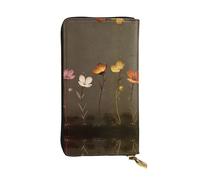 LLKGOT Five Little Flowers Pattern Women's leather long handheld wallet large capacity credit card zipper bag