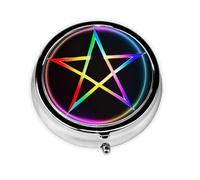 LLKGOT Five-Pointed Star Ring Picture Round Mini Pill Box with 3 compartments for Pill Storage and Portable Travel