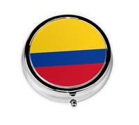 LLKGOT Flag of Colombia Picture Round Mini Pill Box with 3 compartments for Pill Storage and Portable Travel