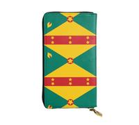 LLKGOT Flag of Grenada Pattern Women's leather long handheld wallet large capacity credit card zipper bag