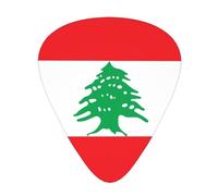 LLKGOT Flag of Lebanon Picture Guitar plectrum 12 pieces with three thickness plectrum combinations suitable for bass and ukulele