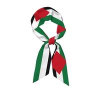 LLKGOT Flag of the State of Palestine Picture Women's headscarf satin hair scarf clothing accessories, Black, One size