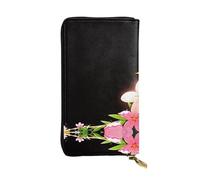 LLKGOT Flourishing cinchona flower Pattern Women's leather long handheld wallet large capacity credit card zipper bag
