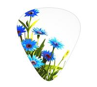 LLKGOT Flourishing cornflower flowers Picture Guitar plectrum 12 pieces with three thickness plectrum combinations suitable for bass and ukulele