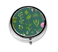 LLKGOT Flowers and Plants Picture Round Mini Pill Box with 3 compartments for Pill Storage and Portable Travel