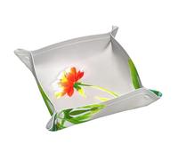 Llkgot Flowers Facing The Sun Printing Leather Storage Tray Small Quality PVC Double-Sided Leather Tray for Convenient Storage and Organization