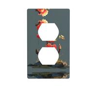 LLKGOT Flowers on the ship's anchor Pattern Dual socket wall panel household power cover durable for decorative sockets and switches
