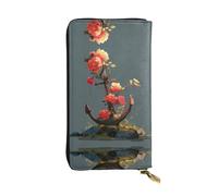 LLKGOT Flowers on the ship's anchor Pattern Women's leather long handheld wallet large capacity credit card zipper bag