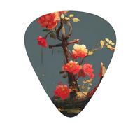 LLKGOT Flowers on the ship's anchor Picture Guitar plectrum 12 pieces with three thickness plectrum combinations suitable for bass and ukulele