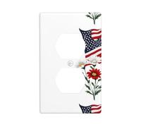 LLKGOT Flowers under the national flag Pattern Dual socket wall panel household power cover durable for decorative sockets and switches