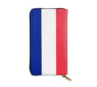 LLKGOT French flag Pattern Women's leather long handheld wallet large capacity credit card zipper bag