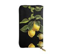 LLKGOT Fresh lemon Pattern Women's leather long handheld wallet large capacity credit card zipper bag