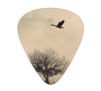 LLKGOT Geese flying over small trees Picture Guitar plectrum 12 pieces with three thickness plectrum combinations suitable for bass and ukulele