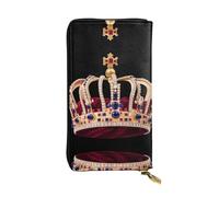 LLKGOT Gemstone Crown Pattern Women's leather long handheld wallet large capacity credit card zipper bag