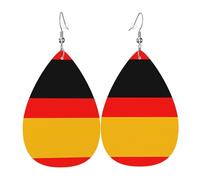 LLKGOT germany flag Picture Water droplet pendant earrings and leather earrings, suitable as holiday birthday gifts for women