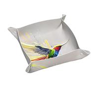 Llkgot Glowing Hummingbird Printing Leather Storage Tray Medium Quality PVC Double-Sided Leather Tray for Convenient Storage and Organization
