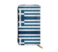 LLKGOT greek flag Pattern Women's leather long handheld wallet large capacity credit card zipper bag