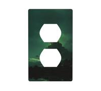 LLKGOT Green Light Castle Pattern Dual socket wall panel household power cover durable for decorative sockets and switches