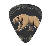 LLKGOT Grizzly Bear Picture Guitar plectrum 12 pieces with three thickness plectrum combinations suitable for bass and ukulele