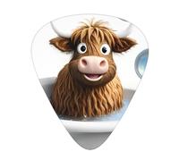 LLKGOT Highland cow baby taking a bath Picture Guitar plectrum 12 pieces with three thickness plectrum combinations suitable for bass and ukulele