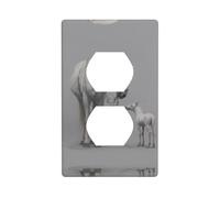 LLKGOT Horses staring at each other Pattern Dual socket wall panel household power cover durable for decorative sockets and switches