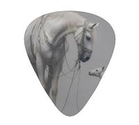 LLKGOT Horses staring at each other Picture Guitar plectrum 12 pieces with three thickness plectrum combinations suitable for bass and ukulele