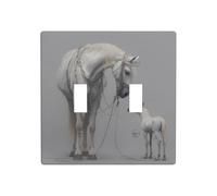 LLKGOT Horses staring at each other picture Switch cover decorative wall panel suitable for residential and commercial areas 4.5x4.5 In