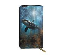 LLKGOT Huge killer whales Pattern Women's leather long handheld wallet large capacity credit card zipper bag