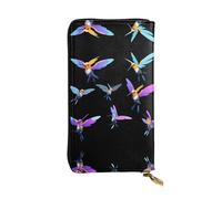 LLKGOT Hummingbird drone Pattern Women's leather long handheld wallet large capacity credit card zipper bag