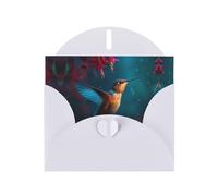 LLKGOT Hummingbirds In The Morning Picture Greeting Card - Premium Pearlescent Paper Double Sided Pearl Effect Design