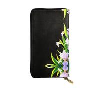 LLKGOT Iris flowers in full bloom Pattern Women's leather long handheld wallet large capacity credit card zipper bag