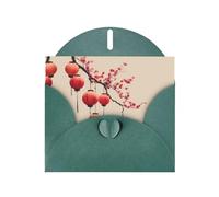 LLKGOT Lanterns On Plum Blossoms Picture Greeting Card - Premium Pearlescent Paper Double Sided Pearl Effect Design