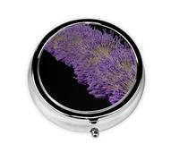 LLKGOT Lavender Group Picture Round Mini Pill Box with 3 compartments for Pill Storage and Portable Travel