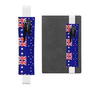 LLKGOT Leather Pen Holder Bookmark Australian flag Printing for Hardcover Journals, Diaries, Planners - Adjustable Strap Band Pouch
