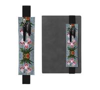 LLKGOT Leather Pen Holder Bookmark Blooming Orchids Printing for Hardcover Journals, Diaries, Planners - Adjustable Strap Band Pouch