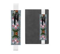 LLKGOT Leather Pen Holder Bookmark Blooming Orchids Printing for Hardcover Journals, Diaries, Planners - Adjustable Strap Band Pouch