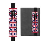 LLKGOT Leather Pen Holder Bookmark British flag Printing for Hardcover Journals, Diaries, Planners - Adjustable Strap Band Pouch